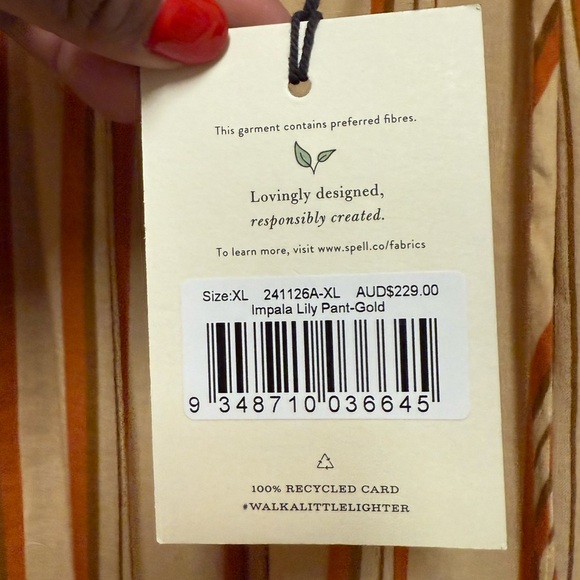 Spell Impala Lily Pants in Gold floral stripes Comfortable Comfy Vacation XL - Picture 11 of 15